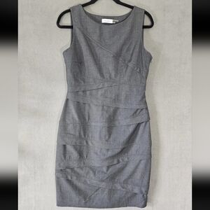 Calvin Klein Womens Midi Dress Tank Top Pencil Size 8 Gray Tier Scuba Straight